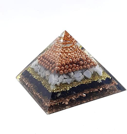 Energetski generator Angelite kameni i crni turmalinski kamen sa bakrenom kuglicom i kopperom za prašinu orgone piramide | EMF piramida