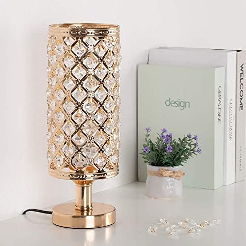 Haitral Crystal stolni set set od 2 - elegantno ukrasno lampica sa jasnim kristalnim perlicama Lampshade, zlatne lampe za noćne trandencije za spavaću sobu, dnevni boravak, djevojčicu, soba za goste