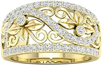 Holiday Hollow poklon cvijet Dijamantna elektroplata Dame listovi vintage prstenovi zemljani prstenovi