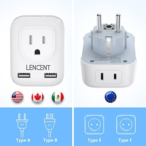 Europski adapter za putovanja, Lencent International Power adapter sa 2 USB priključka, 2 američke
