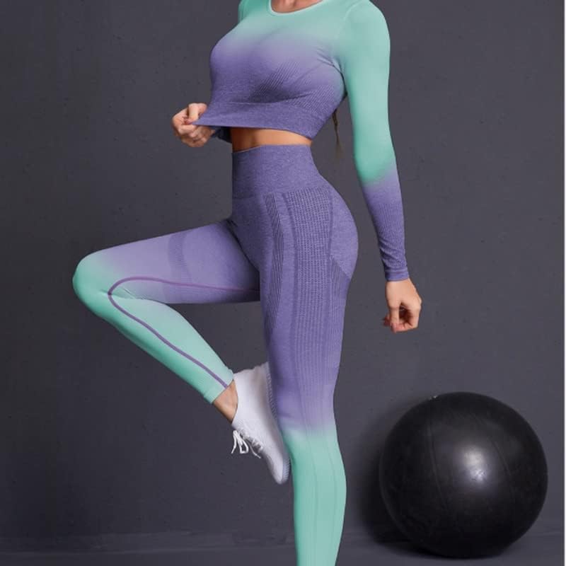 Twdyc 3pcs bešavne žene joga set workout sportska odjeća za teretanu motorna fitness dugi rukav gornji odijelo