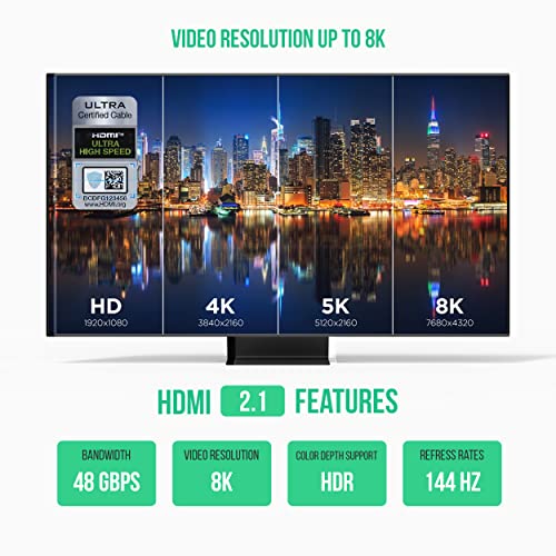 Pacroban 8k 48Gbps Ultra brzi HDMI kabel 6ft-3 paket, 8k 5k 4K 1080p na 120Hz 60Hz, dinamički HDR | Kompatibilan