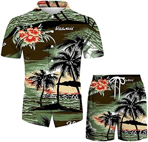 4zhuzi muns smiješan set majice, casual gumb-dolje majice kratki rukav i kratke hlače Havajska majica odijela