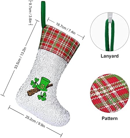Dan božićne čarape Svetog Patricka sa blistavim Blingbling Squinom Xmas Holiday Fireplace Mantle Party Help Decor