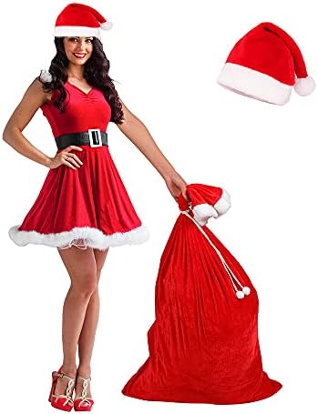 Aothefory Santa Sack Božićni šešir, 43 x 28 velika crvena prisutna torba za višekratnu upotrebu za božićno skladištenje, praznični Santa šešir za odrasle djecu Božićne potrepštine za zabavu