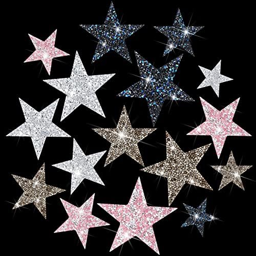 16 kom. Zvijezde zvijezde Gvožđe na Glitter Patchs Stars Oblik Kristalne zakrpe Topla ljepila Aplikacije