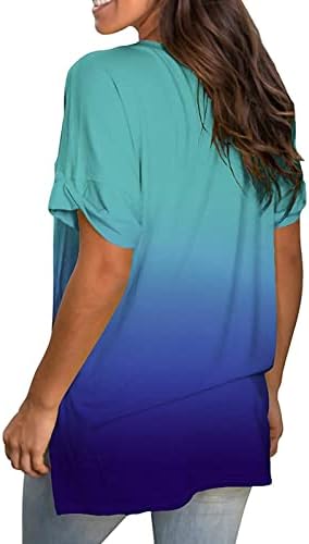 Ljetni vrhovi za žene Modni V izrez Gradient Ispis Bluuse Loot Fit Short rukava 2023 Trendi casual majice