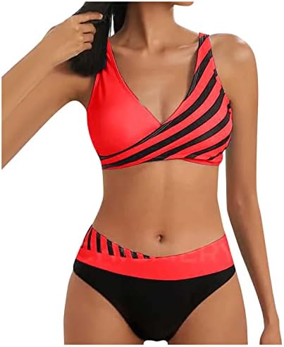 Ženski dvodijelni bikini setovi visoko struk Spaghetti Strup kupaći kostim poprečno underwire Beachwimwebrowwer
