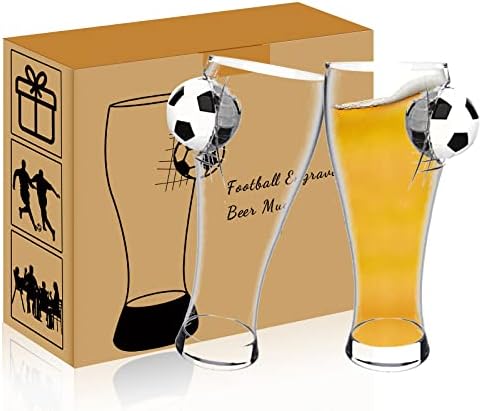 Wofdaly čaša za pivo,smiješna personalizirana čaša za pivo s fudbalskom loptom, čaša za pivo Svjetskog kupa, čaša za pivo od visokog piva,rođendanski pokloni za muškarce, tatu, Djeda, starca ili starijeg građanina 2 komada