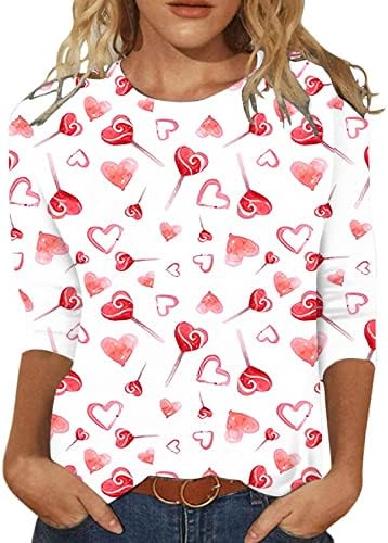 Majice za valentine za žene 2023 Grafičke teželjevske kuglice Plus veličina Y2K odjeća udobna zvezda Crewneck
