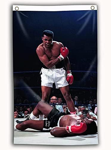 ROVOZAR Muhammad Ali motivacijski Transparent za vježbanje 3x5 ft Knock Out Punch Boxing Home Gym Flag Wall