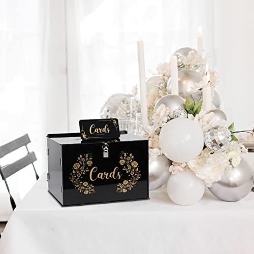 Crne akrilne kutije za svadbene kartice sa bravom i znakom kartice, poklon kutija za poklon kutija za