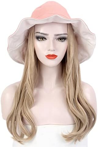 Hgvvnm šešir za periku Ribarski šešir roze nijansa perika duga ravna Zlatna perika šešir jedna elegantna ličnost
