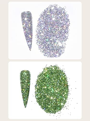 6 pakovanja za nokte Art Glitter Powder & 1kom četka
