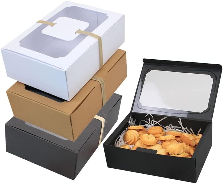 3/6/9 / 12kom Kraft papirna kutija za slatkiše Clear Window DIY poklon kolačići torba za pakovanje