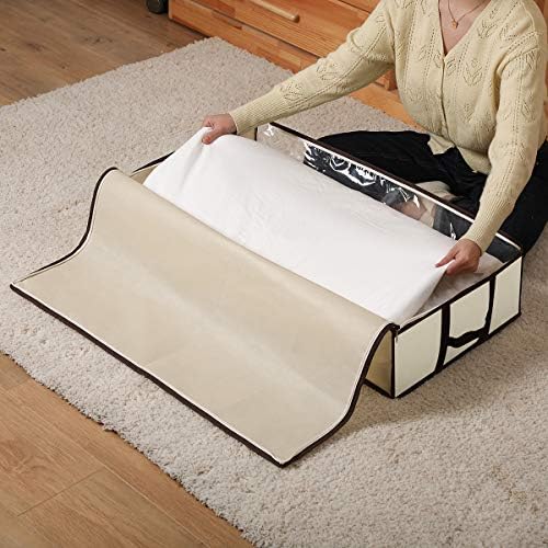 Under platformne vrećice velikog kapaciteta 4-pakovanja sa ojačanim patentnim zatvaračem i ručicama sklopivog spremnika za odjeće za oblaganje posteljina siva i bež boja