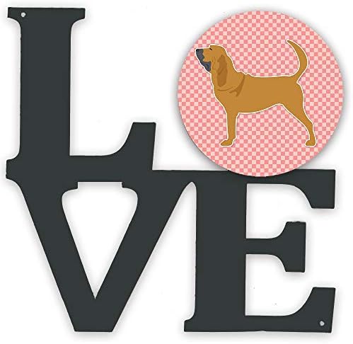 Caroline blaga BB3584WALV Bloodhound šahovnica Pink metalni zid Artwork Love,