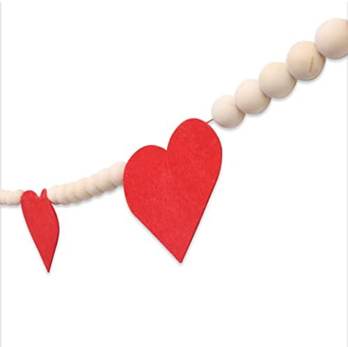 Valentinovo Grdelj Grčka za kamin za kamin - crvena filcana srca Love Decorn Banner Natural Boho Moderna