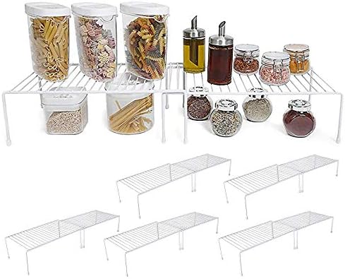 Smart Design Proširiva stalak - set od 6 - Metalna žica - kuhinjski brojač, Medicina za kupatilo Organizator,