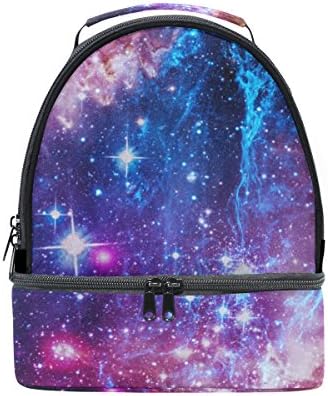 Izolovana torba za ručak sa dvostrukim pretincem,Universe Galaxy šarene zvijezde planete Nebula ponovna kutija za ručak sa naramenicom,hladnjača torba za žene muškarci Radna škola piknik