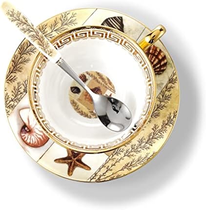 Zhuhw Europski stil kosti Kina porculan 200ml Kupa za kavu Visokokratna čajna čaj Kuhinja Vjenčani poklon za poklon sa tanjurom i kašikom