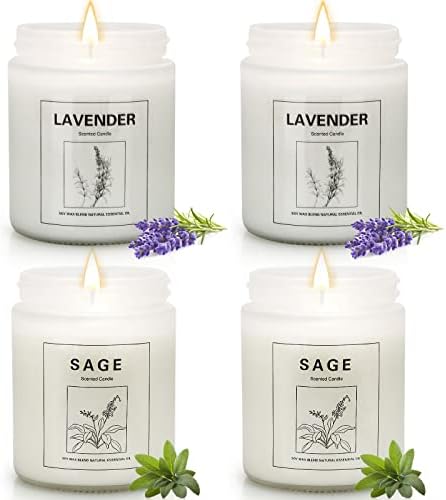 4 paket mirisne svijeće poklon za žene, svijeće za domaću mirisu, soja svijeća jar aromaterapija mirisom lavande idealni pokloni za žene, rođendan majčin dan poklon set, 7,0 oz - paket 4