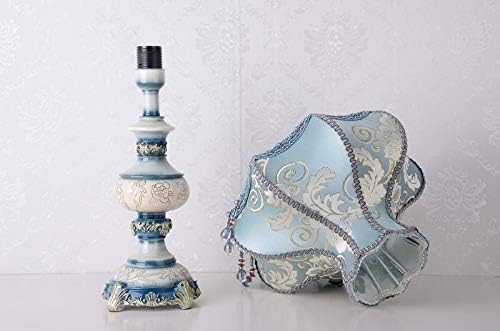 LOVAPO tradicionalne plave Stolne lampe ručno rađena tkanina abažur Viktorijanska 13-inčna stolna lampa antikno