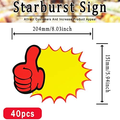 7.9x5.7Inch Blank Star Burst Promocija maloprodaje maloprodaje, nacrtni papir znakovi Cijena naljepnica
