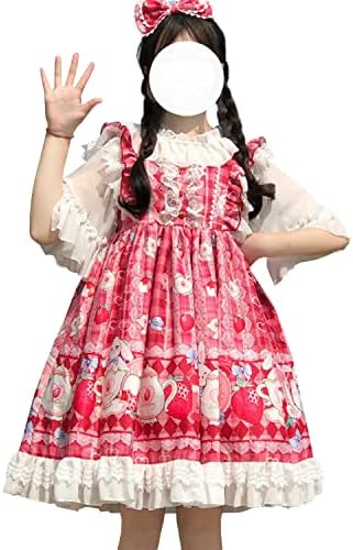 Japanski Stil Slatke Tinejdžerke Cosplay Lolita Haljine Visokog Struka Kawaii Strawberry Bunny