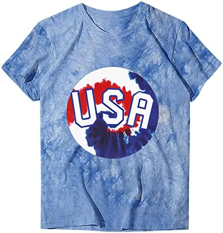 USA Tshirts majice za žene, ženska patriotska majica USA Pisma zastava Ispis majica kratkih rukava 4. jula