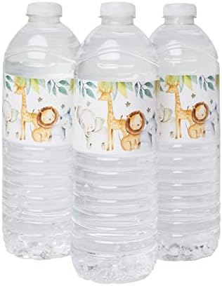 24 Safari Jungle naljepnice za flašu vode - Baby Shower Rođendanska zabava djevojka ili dječak Unisex žirafa Lav