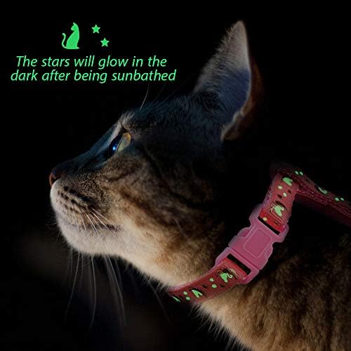 Set za mačke i povodac Zlatni mjeseci zvijezde Meki Najlon za bijeg podesiv za mačiće male životinje svijetle u mraku