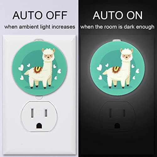 2 paket Plug-in Nightlight LED noćno svjetlo sa senzorom sumraka do zore za dječiju sobu, rasadnik, kuhinju, hodnik Funny Alpaca