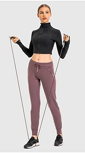 KTILG Women Workout ošišene jakne sa dugim rukavima zatvarač lagane pulover atletski joga vrhovi s rupama od palca