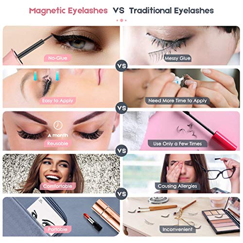Magnetni eyeliner sa magnetskim trepavicama za žene, višnik 2019. Nadogradnja magnetske laške obloge magnetskog eyeliner kompleta, najbolje za višekratnu magnetske trepavice, jednostavno za prijavu