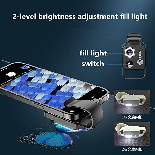HD 200x mikroskopska sočiva sa CPL mobilnom LED lampom za vođenje odgovara svim pametnim telefonima