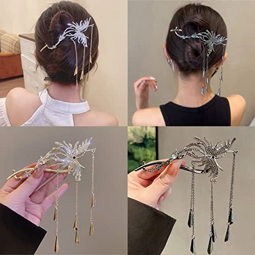 Butterfly Hair Claw Clip, 2pcs Shark Clips Neslip Hair Clamps Kineski stil Hanfu Hair Accessories za žene-B#1