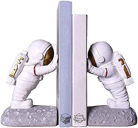 Joyvano Astronaut Bookends - Knjiža CALDS za održavanje knjiga - Svemirska dekor Booke za dječje sobe - Bookends za teške knjige - Jedinstveni držači za knjige sa klizanjem