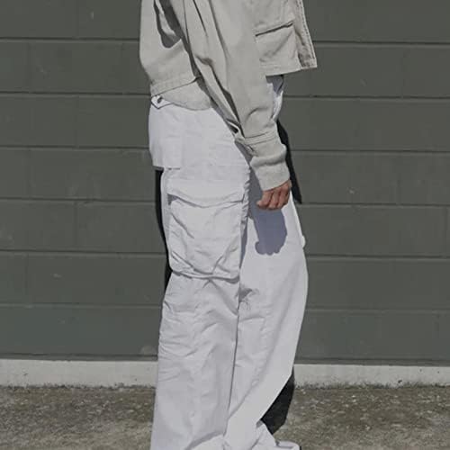 Gdjgta Podesive ravne kondijske teretne hlače High struk Baggy planinarska pant s više džepova
