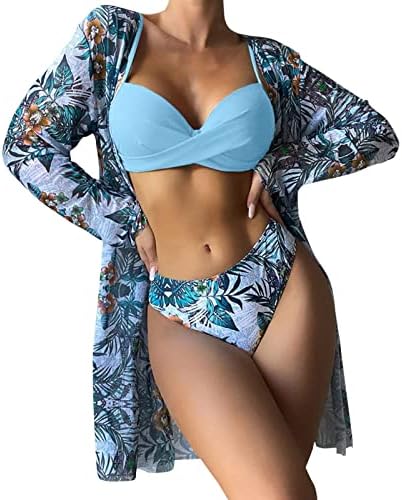 Trodijelni kupaći kostimi za žene Seksi push up cvjetni print bikini setovi lagani pokrov kupaći kostime plaža bluze