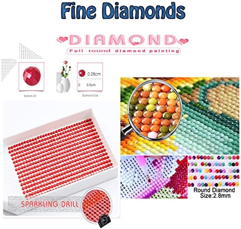 Diamond Painting Kits za odrasle, cvijeće Diamond Art Kids Beginner DIY 5D boja po brojevima, veliki Full Drill Round Diamond Dots Crystal Gems Art Supplies slike za kućni zid dekor, 16x48in