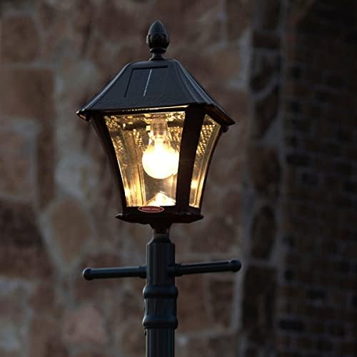Gama Sonic Solarna svjetlosna svjetla, dekorativni sadnica lampe sa EZ-Anchor Auger, baytown sijalica, crni liveni