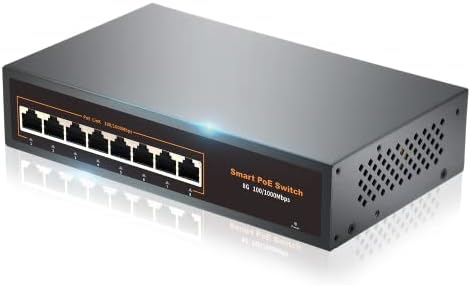 TEINENRON GIGABIT POE prekidač 8 Port Network Switch 120W Ugrađeni napajanje 802.3AF / Prikladni