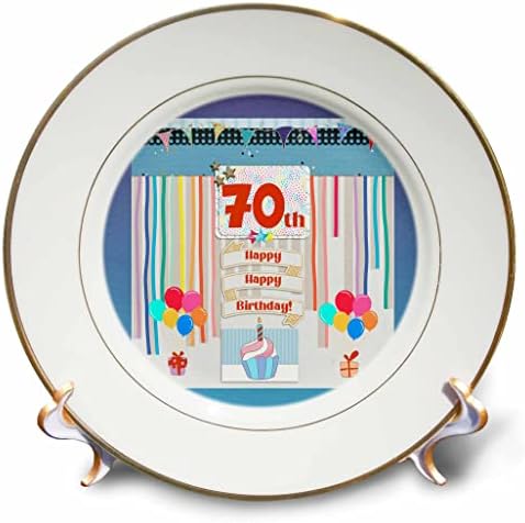3Droza Slika 70. rođendana, cupcake, svijeća, baloni, poklon, streameri - ploče