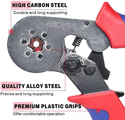 Wekesigo Ferrule Cloring Kit za klizanje, AWG 23-10 Samopodesiva hexepagana alat za prešanje žice, prekrivač
