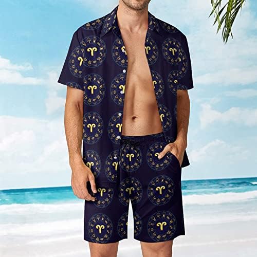 Weedkeycat Oies u krugu muške odjeće za plažu 2 komada Havajska gumba dolje majica kratkih rukava i kratkih kratkih nosača