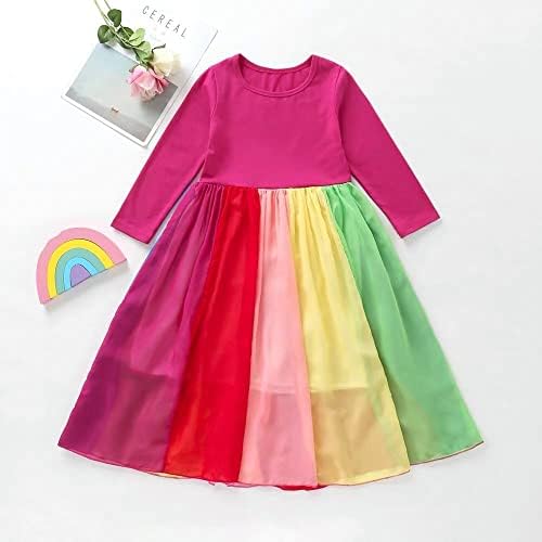 Dječja djeca Dječja djevojka Ljetna haljina odjeća Rainbow ruffle remen haljina bez rukava princeza odijela za reprodukciju