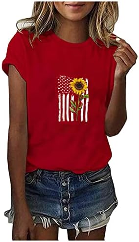 Američka zastava majica za žene Ispis bluza s kratkim rukavima Dan nezavisnosti 1223 ljetne majice