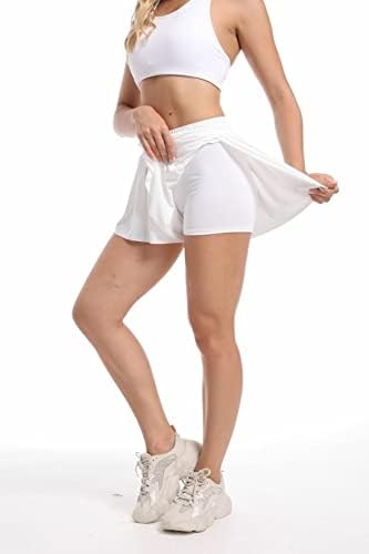 Kokoie 2-pakovanje Žene 2 u 1 Flowy Trčevi kratke hlače Ležerne atletske vježbe Biker Teret Yoga Visoki struk teniski suknje ljeto