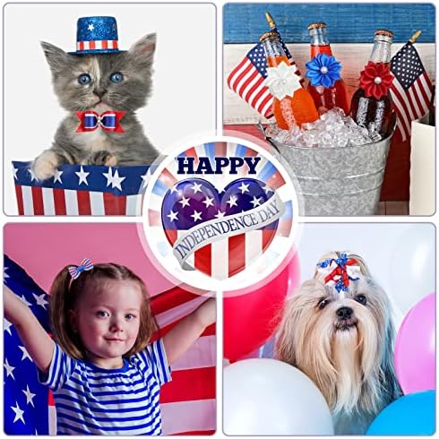 40 komada 4. jula Patriotsko nezavisnosti za kosu za pse štene pseći za kosu za kosu Kućni ljubimac zastava djetelina lukovima sa elastičnom gumenom trakom za dan nezavisnosti Dan svetog Patrika